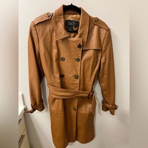 Genuine leather belted jacket